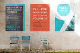 A mockup of three posters on a concrete wall